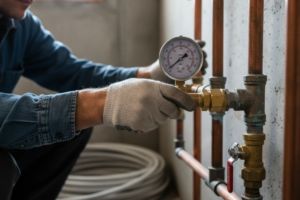Pressure testing a repaired line during Water Line Repair in Muleshoe
